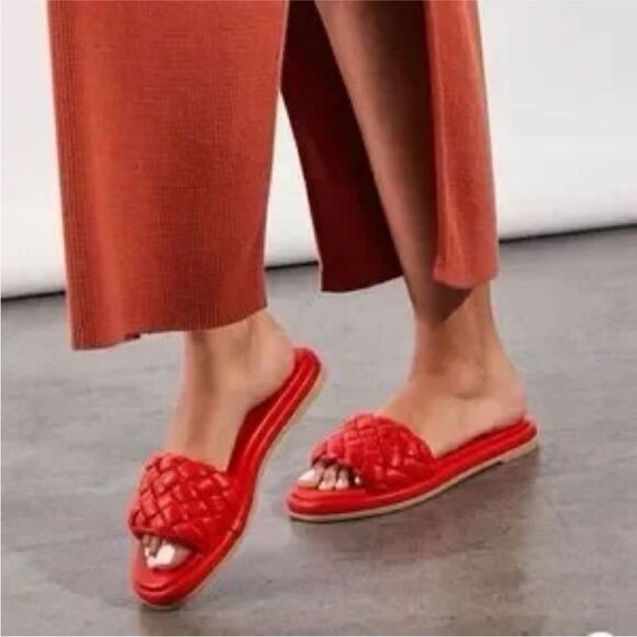 Free People Seychelles Wilma Woven Sandals Flat Slides Deep Orange US 6 NWOB - Picture 7 of 8